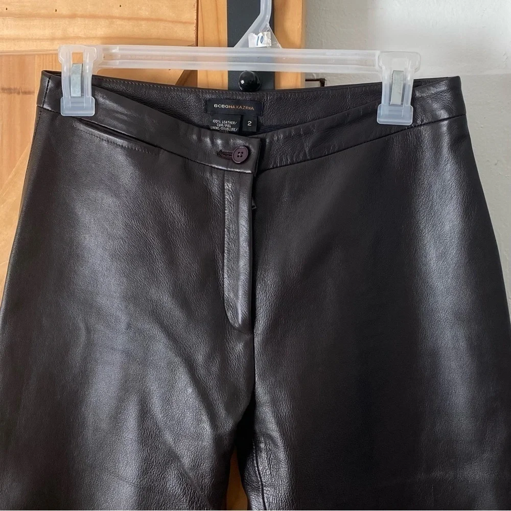 BCBGMaxAzria 100% Leather Brown Pants - Picture 3 of 8